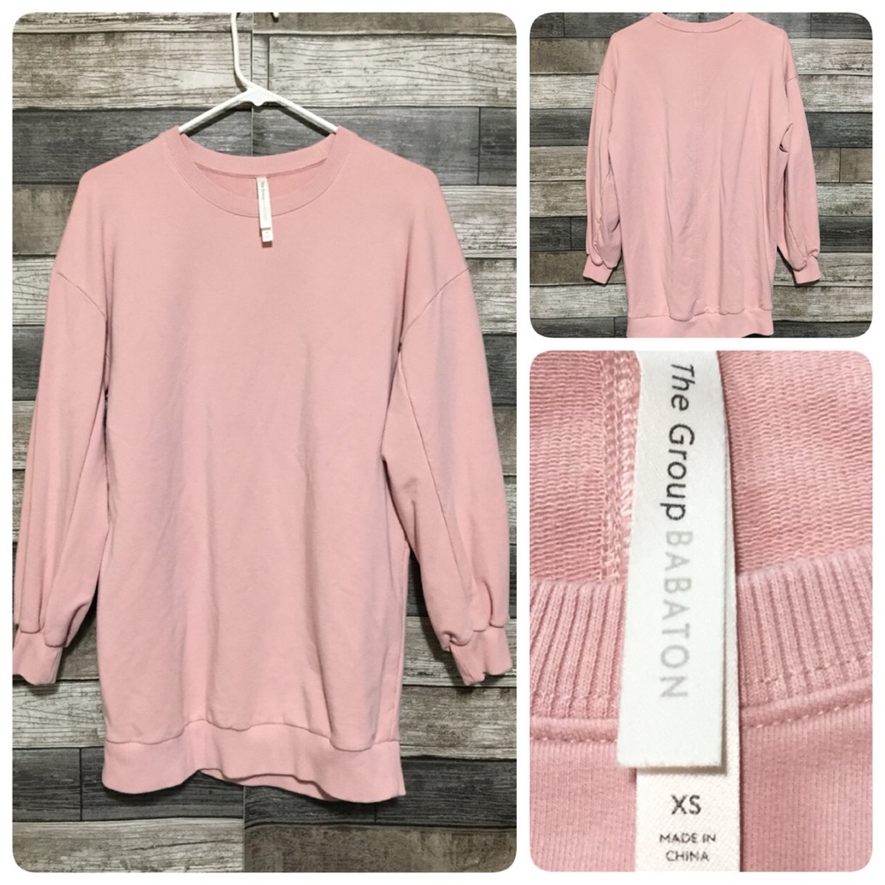 The Group Babaton Long Sweatshirt Women’s XS Pink Pullover Crewneck